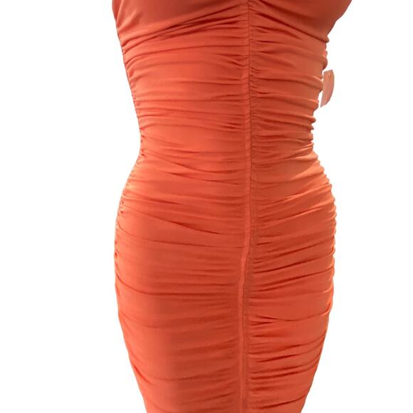 A.L.C. Allegra Ruched Beaded Midi Dress XS Sangria Orange - Picture 4 of 11